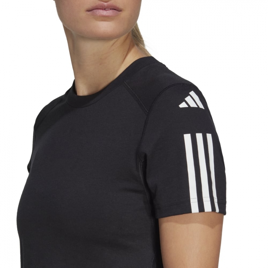 Adidas Kadın Antrenman Tişörtü TRAIN ESSENTIALS TRAIN COTTON 3-STRIPES CROP HR7843