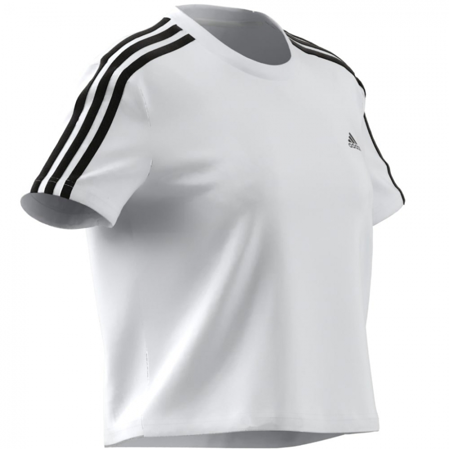 Adidas Kadın Kısa Üst - Beyaz Tişört Essentials Loose 3-Stripes GL0778