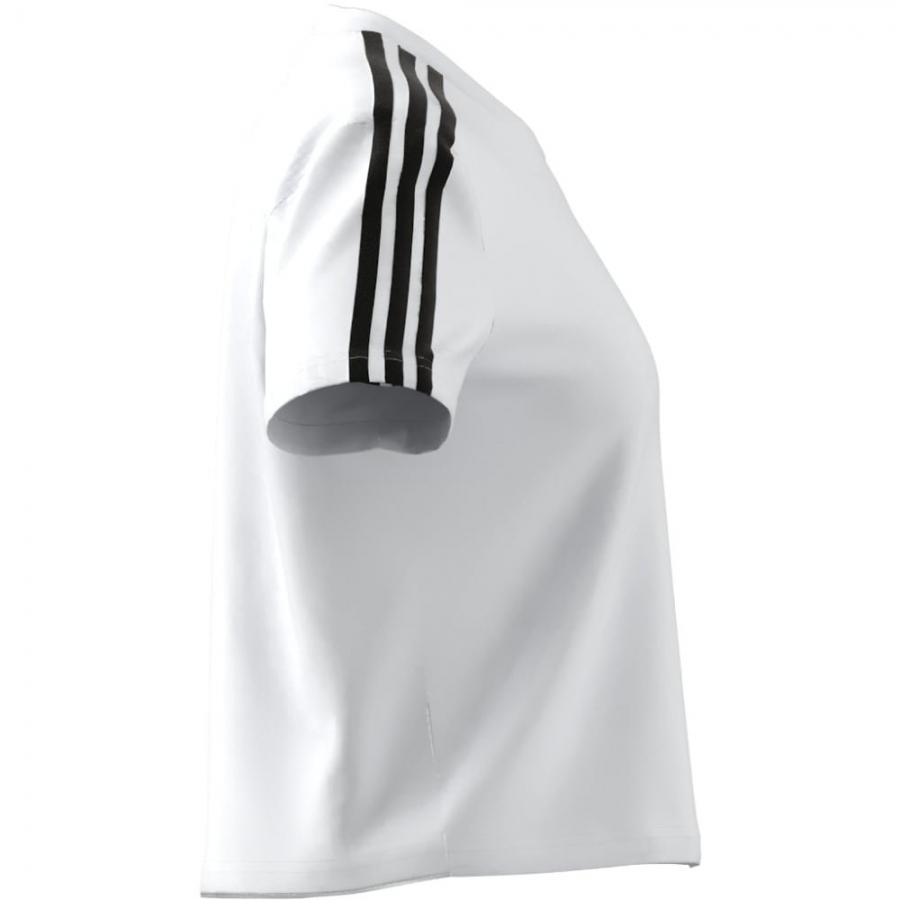Adidas Kadın Kısa Üst - Beyaz Tişört Essentials Loose 3-Stripes GL0778